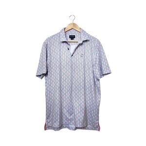 Chase 54 Mens Golf Polo Shirt Medium White Grey Coral Geometric Performance